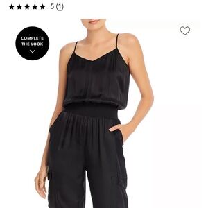 Cinq à Sept Black Satin Jumpsuit